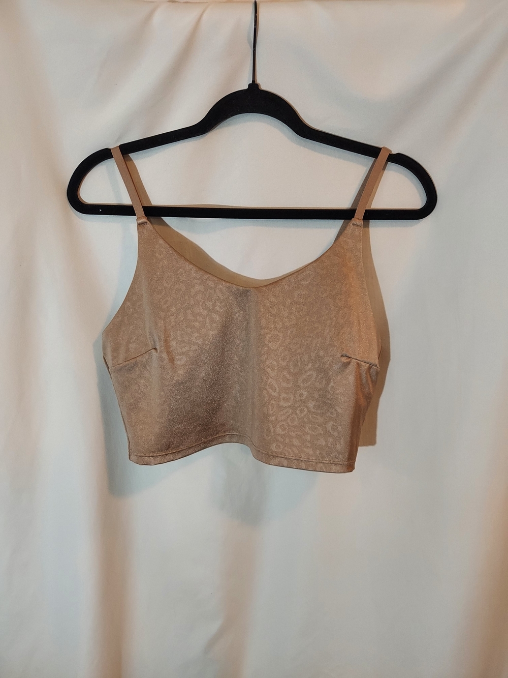 Athleta Elation V-Neck Embossed Longline Sports Bra Neutral Leopard Shimmer M